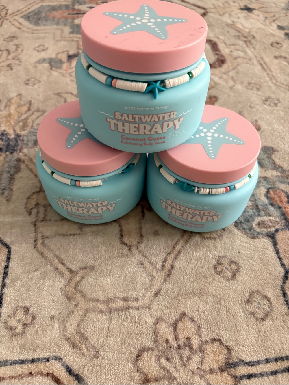 Saltwater Therapy Coconut Guava Body Scrub - Pink & Light Blue Jar